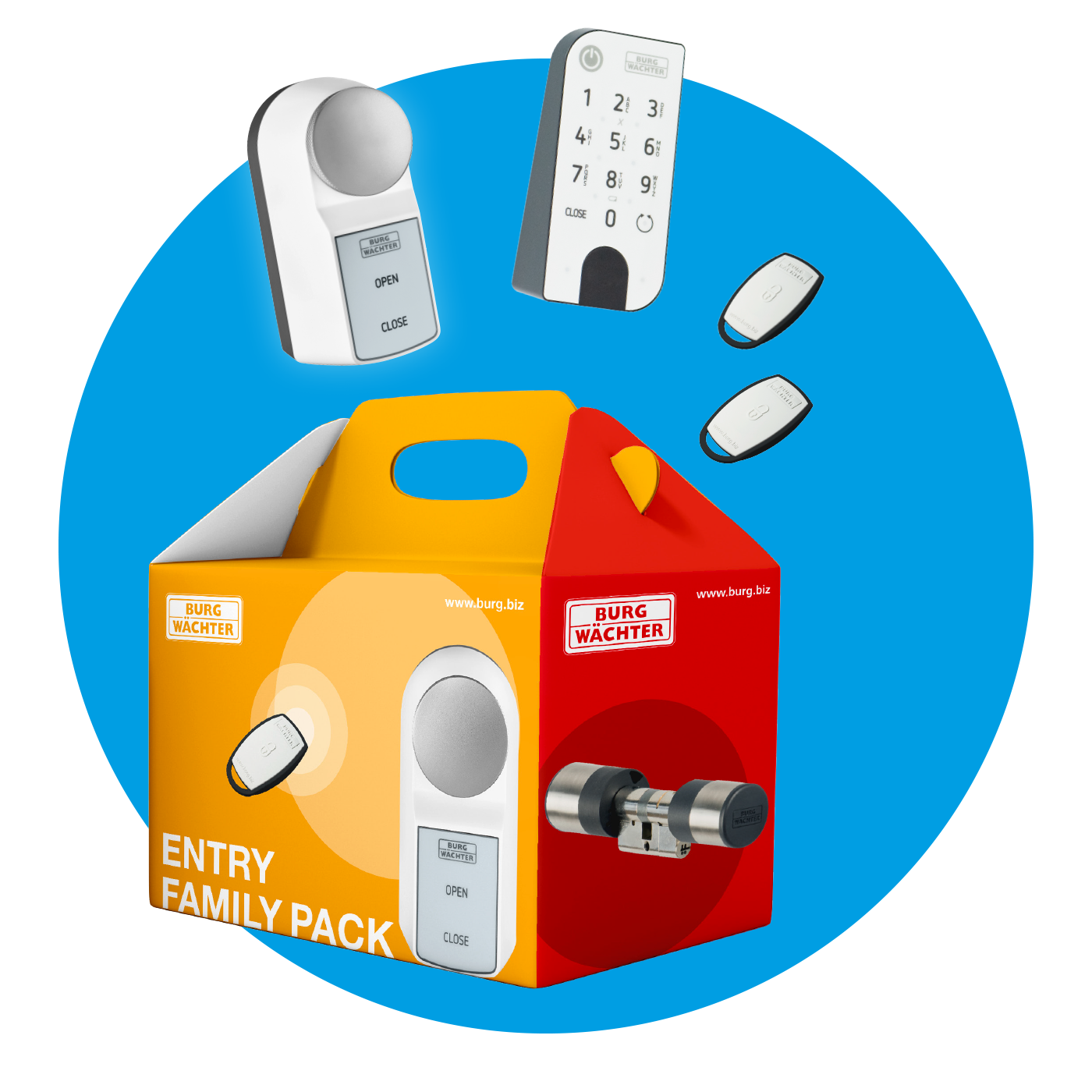 Burg Wächter ENTRY ACTIVE Family Pack Small secuENTRY Motorschloss PIN-Tastatur Funkschlüssel