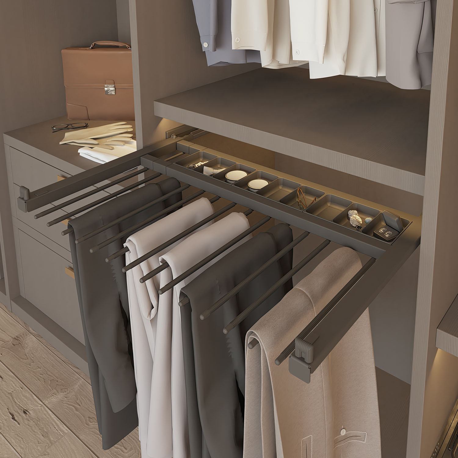 Hettich Amari ausziehbarer Hosenhalter LB800-900mm anthrazit