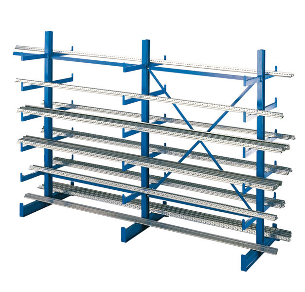 Schulte Kragarmregal K1000 Set doppelseitig 2000x2500x2x500 RAL 5010 enzianblau