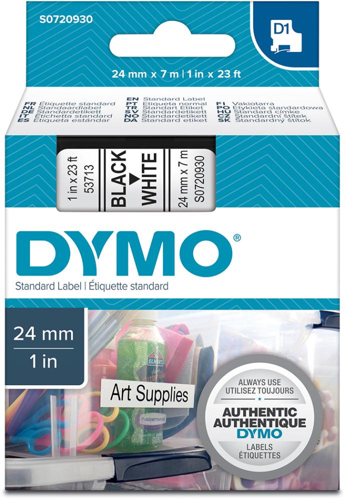 Produktbild DYMO Schriftband D1 53713 schwarz/weiß 24mmx7m DYMO