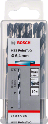 Bosch HSS PointTeQ 6.1mm drill bit set., HSS-Bohrer, Bohrerset, 6,1 mm, 10-teilig, Bosch