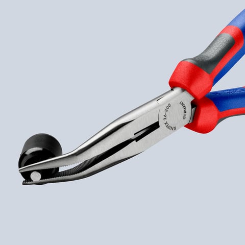 Knipex Flachrundzange mit Schneide (Storchschnabelzange) 26 22 200, 200 mm, schwarz atramentiert, Comfort-Griffe