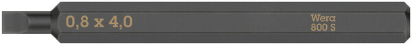 800 S Slotted bits for impact screwdrivers, 0.8 x 4 x 70 mm