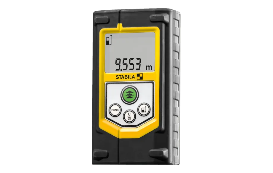 STABILA Laser-Entfernungsmesser LD 320, max. Messbereich 60 m, 8 Messfunktionen (u. a. Fläche, Volumen, Pythagoras, MIN/MAX-Tracking), IP 40, Tasche, Handschlaufe, inkl. Batterien (2 x AAA)