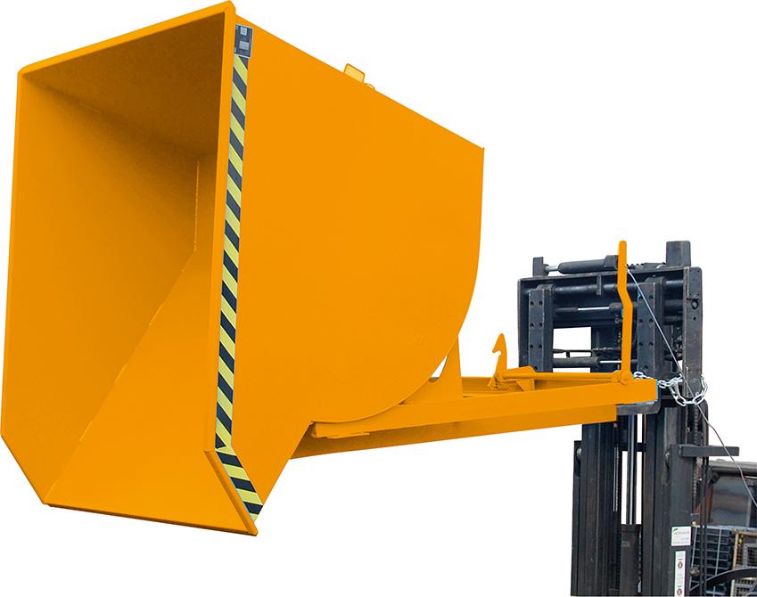 Bauer Südlohn Kippbehälter BKM 1500 l B1560xT1760xH1270 mm RAL2000 Tragkraft 3000kg mit Abrollsystem