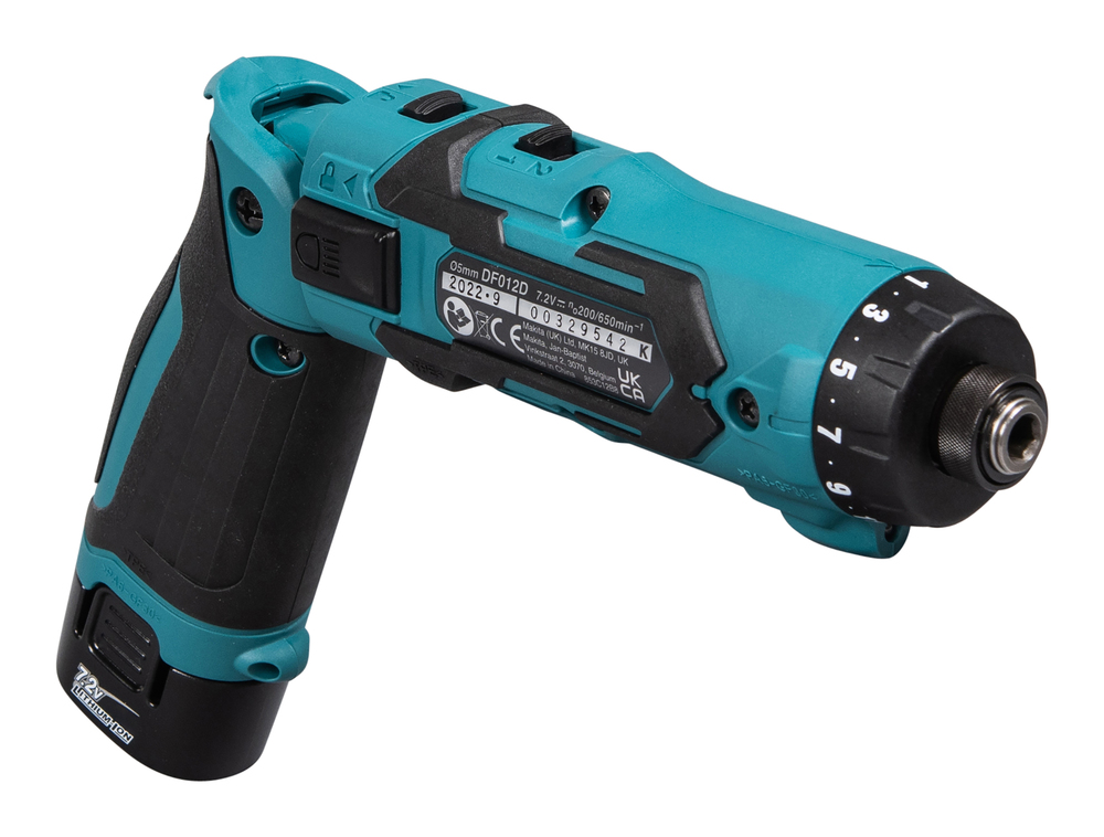 Makita Akku-Knickschrauber DF012DSE 7,2V 11Nm mit 2 Akkus Ladegerät Transportkoffer