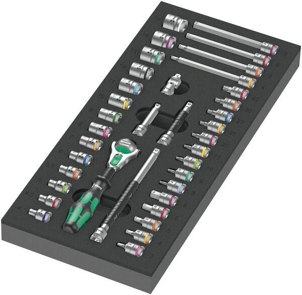9720 Foam insert 8000 A Zyklop 1/4&quot; ratchet set 1, 37 pieces, Gerät, Schraubenzieher, Werkzeug
