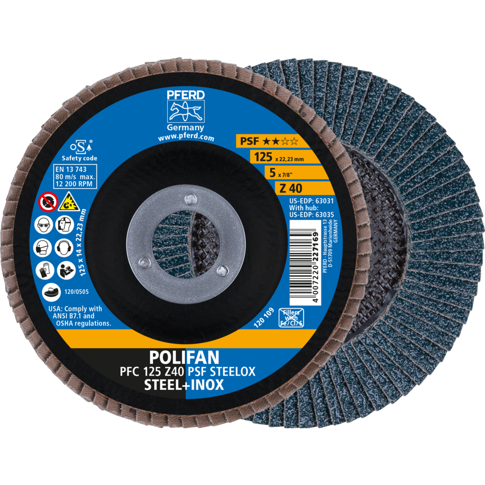 Pferd POLIFAN Fächerscheibe PFC 125x22,23 mm konisch Z40 Uni.-Linie PSF STEELOX