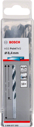 Bosch HSS Twist Drill Bit PointTeQ 8.4mm pack., Spiralbohrer, HSS-Stahl, 8,4 mm, Metallbohrer, Bosch
