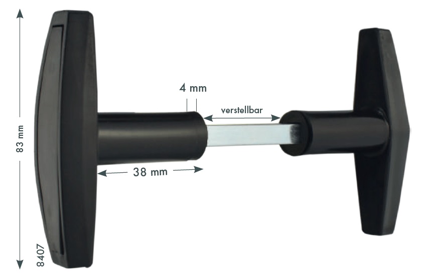 Bever beidseitiger Garagentorgriff 8407, 8 x 60 mm, Kunststoff Schwarz