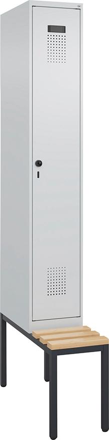 CP Garderobenschrank Evolo PLUS mit untergebauter Sitzbank (Holzleisten)