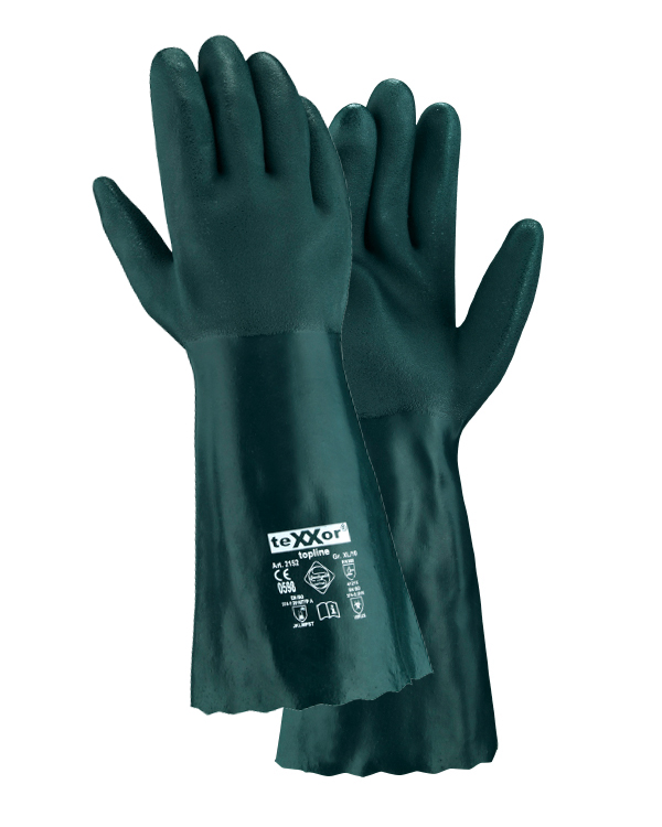teXXor® topline Chemikalienschutz-Handschuhe PVC GRÜN 10