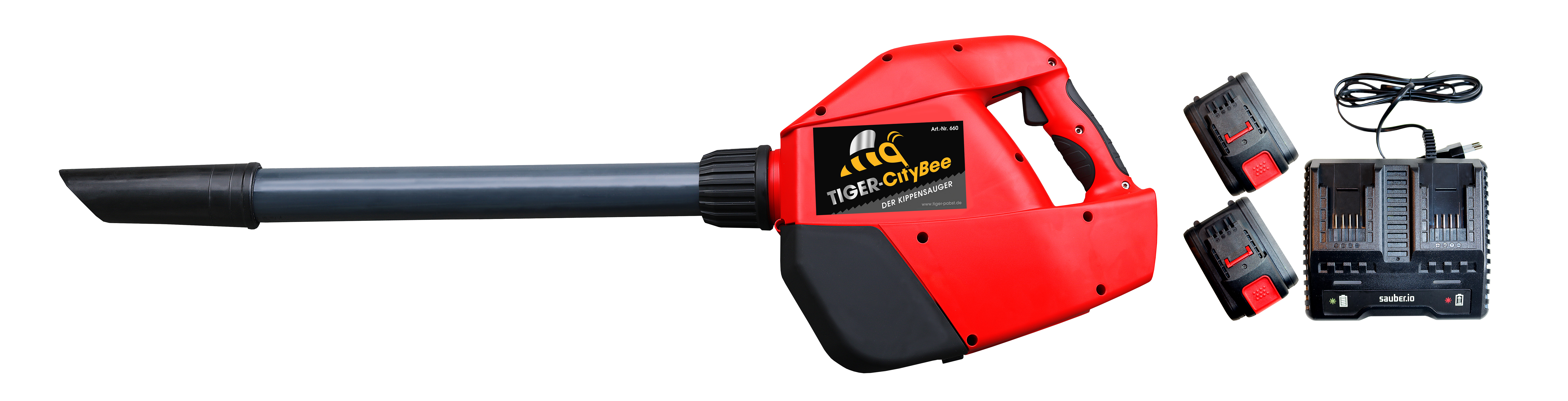 Tiger CityBee Kippensauger mit 2x 2,5 Ah Akku und Ladegerät