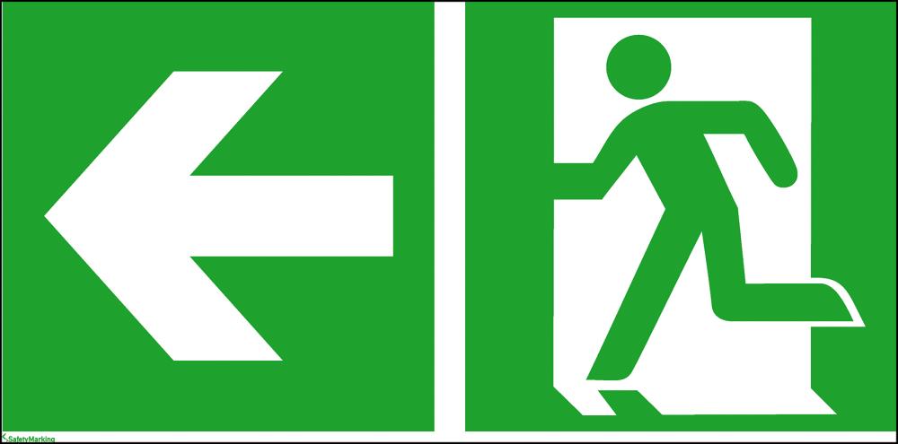 Rettungsweg links mit Zusatzzeichen