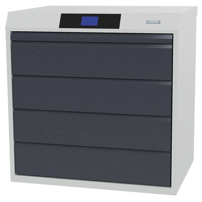 b+h Bedrunka+Hirth Schubladenschrank HiPerCab Medium HI120/1241M 1005x766x1219mm, Aktenvernichter, Schubladenkorb, Partikelschnitt, Kompaktgerät, weißer Gehäuse