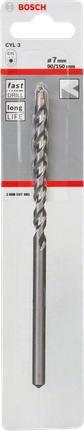 Bosch CYL-3 Betonbohrer 7mm für schnelles Bohren., Steinbohrer, Hartmetallspitze, 7 mm, Spiralbohrer, Bosch