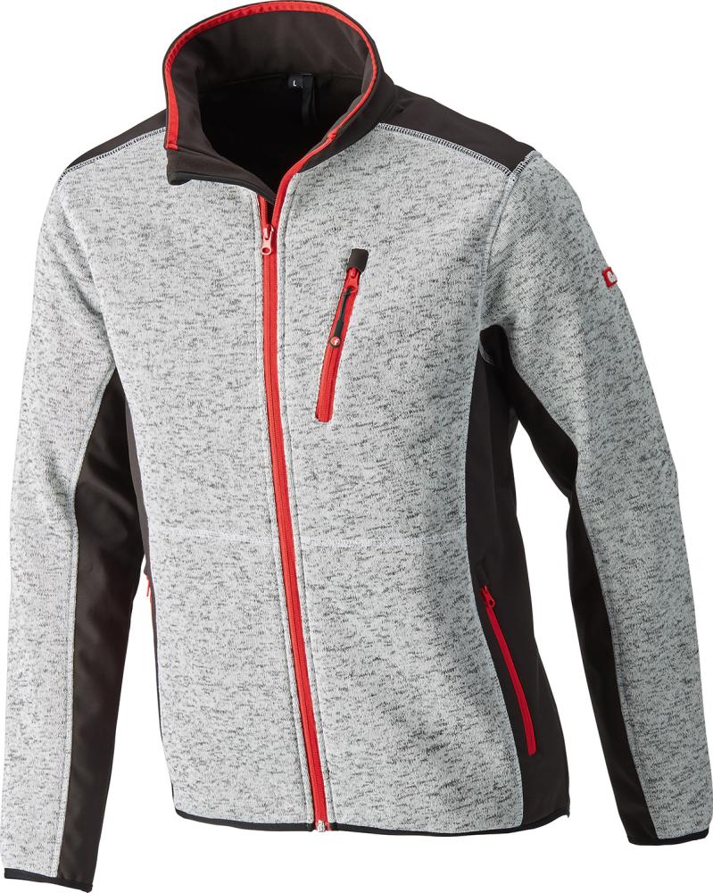 FORTIS Strickjacke,Softshell,Gr.L,hellgrau-rot,FORTIS