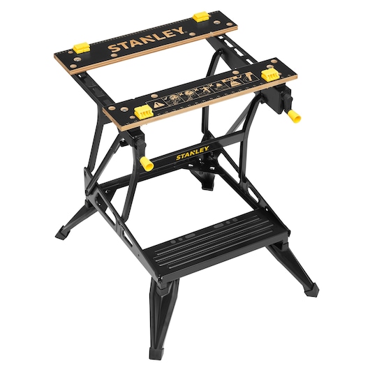 Stanley 2 in 1 Workmate STST83400-1 Klappbare Werkbank mit Bambusplatte 250kg Belastbarkeit