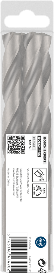 Object #200462077: 2608585465_bo_pro_p_b_1, Spiralbohrer, Metallbohrer, Silberfarben, Schneidspirale, Kunststoffverpackung