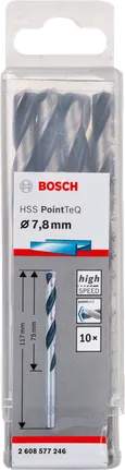 Bosch HSS PointTeQ 7.8mm twist drill bit set.