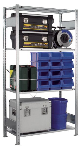 Schulte Lagertechnik Fachbodenregal Grundregal MULTIplus150-Set 2000x1000x500mm verzinkt 4 Fachböden