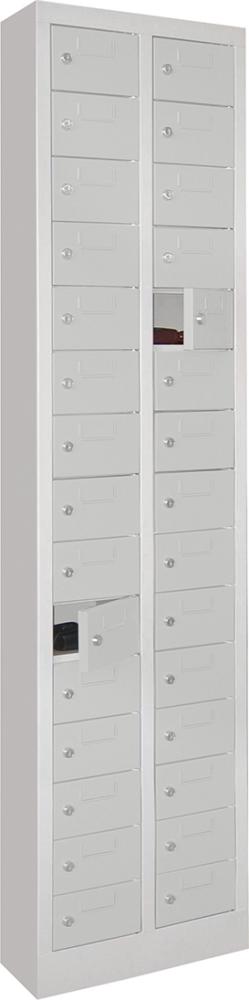 PAVOY Kleinfachschrank m.SockelH1950xB460xT200 mm 2x15 Fächer RAL7035 Türen mit Etikettenrahmen