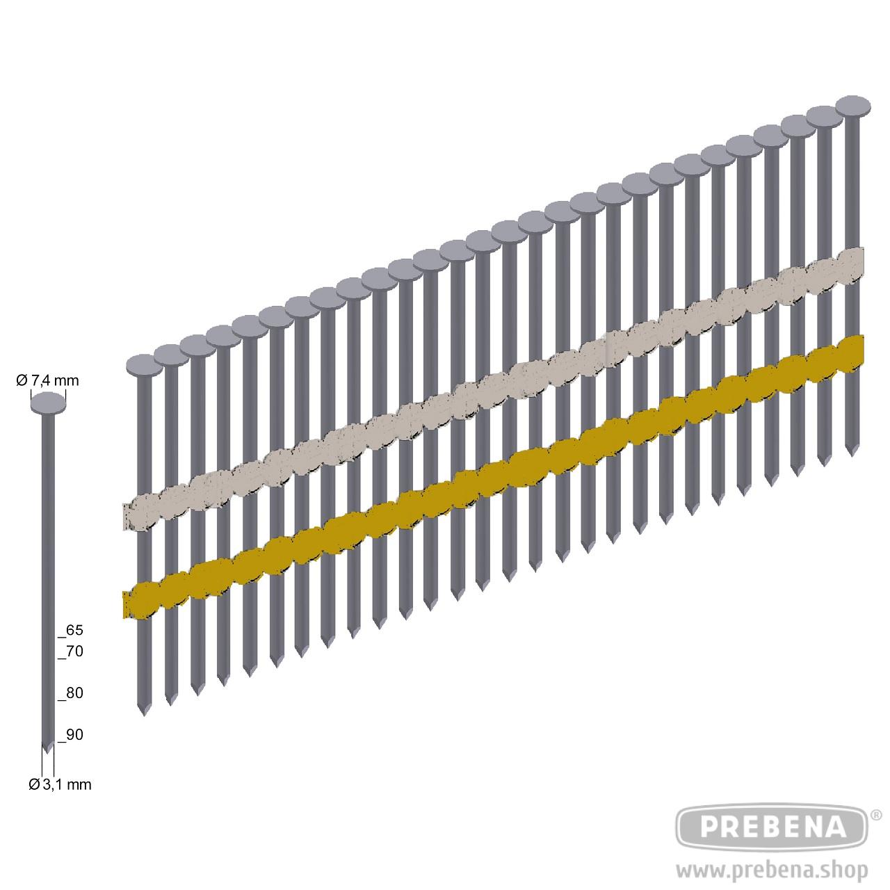 Prebena RK31/80BKRI Rundkopf-Streifennägel blank Ringschaft 80mm