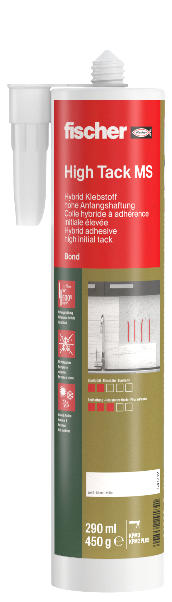 Produktbild, Klebeband, Konstruktionskleber, Hybridkleber, MS-Klebstoff, Einzeltube 290 ml