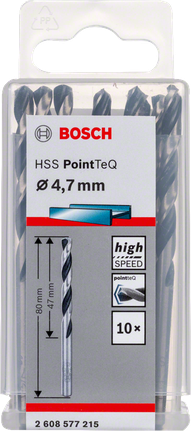 Bosch HSS Twist Drill Bit PointTeQ 4.7mm set., Metallbohrer, HSS-Bohrer, 4,7 mm, Spiralbohrer, Bosch