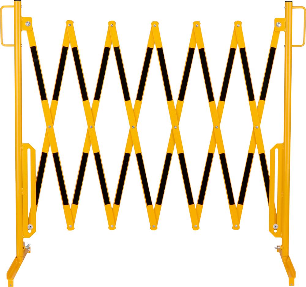 dancop Scherengitter H 1050mm, L bis 3600mm gelb/schwarz stationär mit Standfuß
