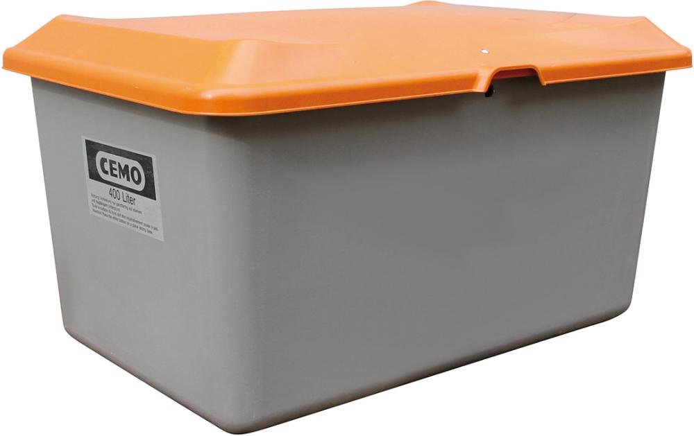 CEMO Streugutbehälter 400 l B1210xT820xH670 mm ohne Entnahmeöffnung grau/orange