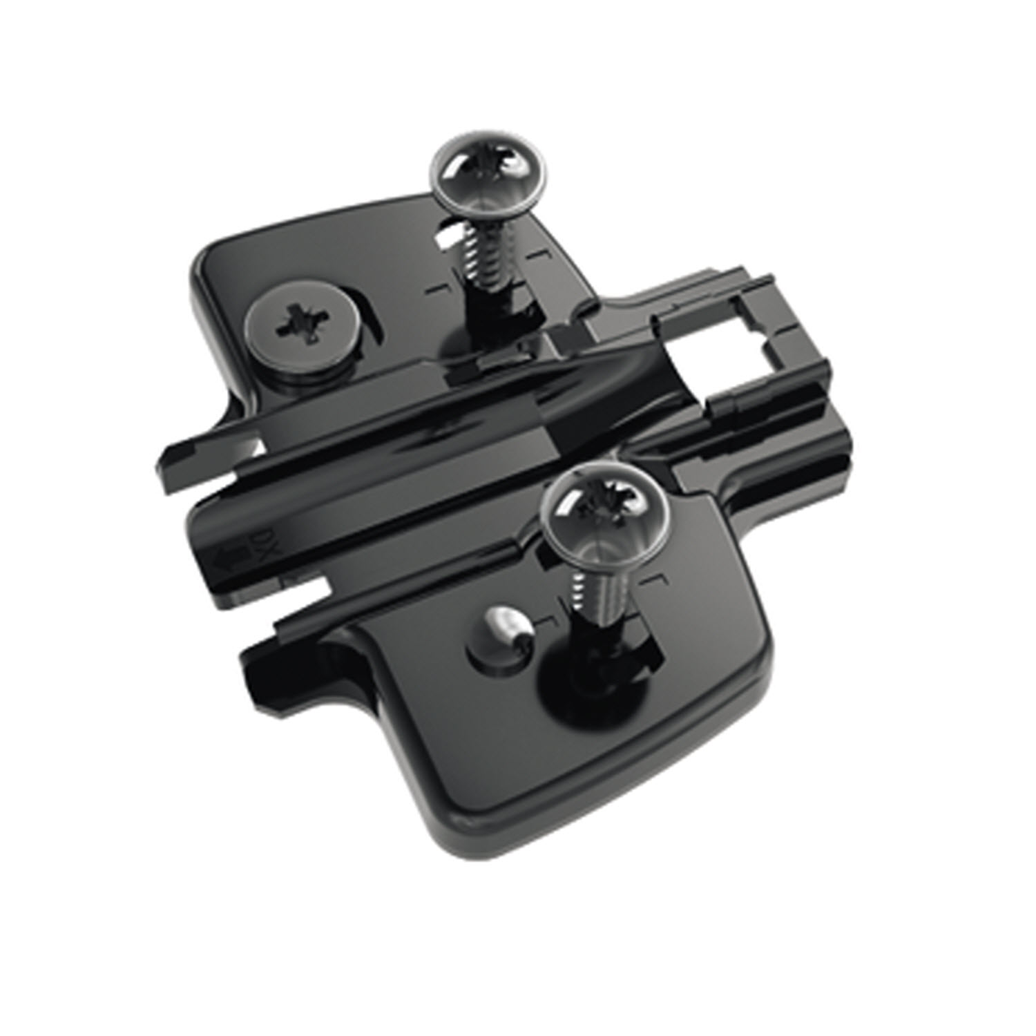 HETTICH Kreuzmontageplatte mit Direkt-Höhenverstellung, in obsidianschwarz, Lochreihe 37 x 32 mm, Hettich Direkt mit Pilotzapfen und Spezialschrauben (für Bohrung ø 5 x 7,5 mm), Distanz 3.0 mm
