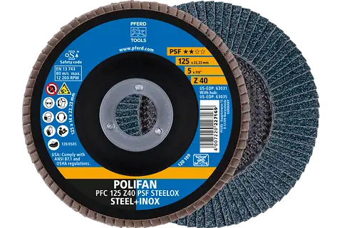Pferd POLIFAN PFC 125 Z 80 PSF STEELOX Fächerschleifscheibe 125mm Körnung 80