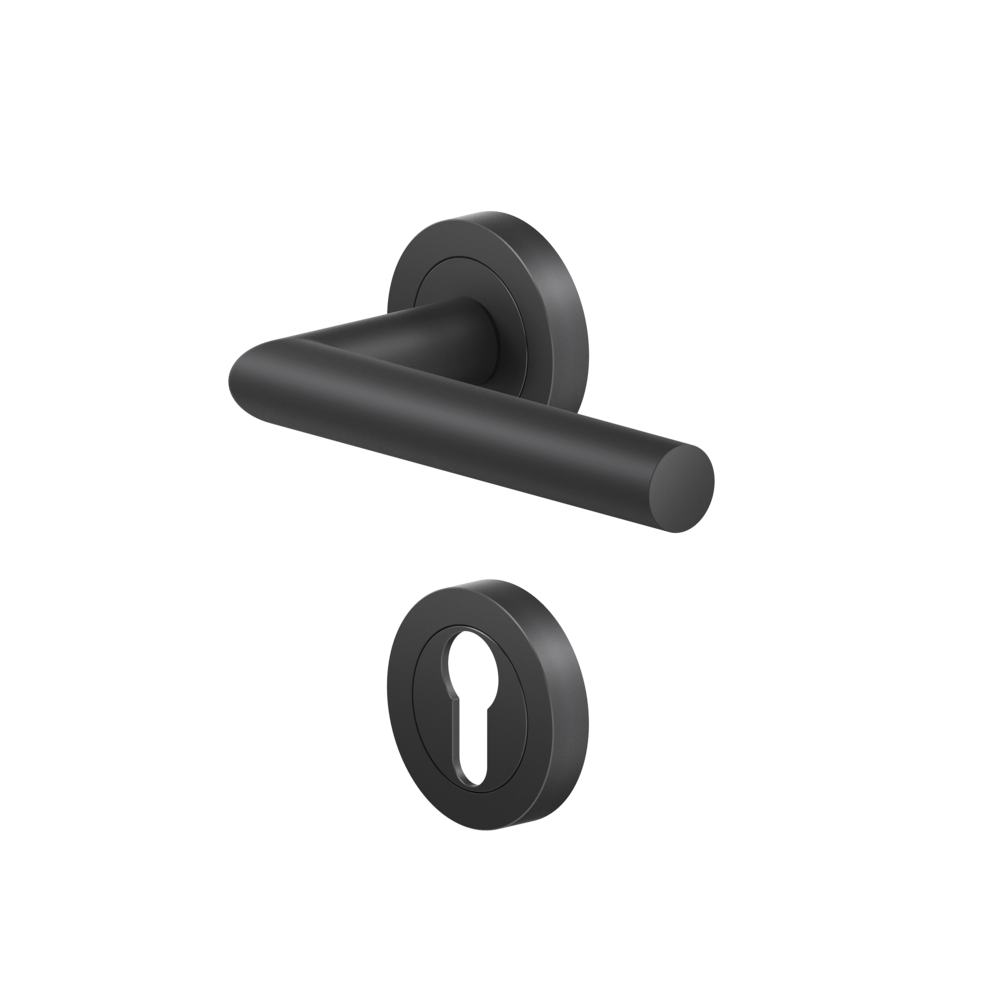 Türbeschlag, Kosmos Schwarz, Karcher Design, Rhodos, ER28 PZ0 83, 3-teilige Rosette