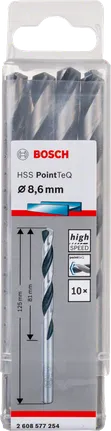 Bosch HSS PointTeQ 8.6mm twist drill bit set.