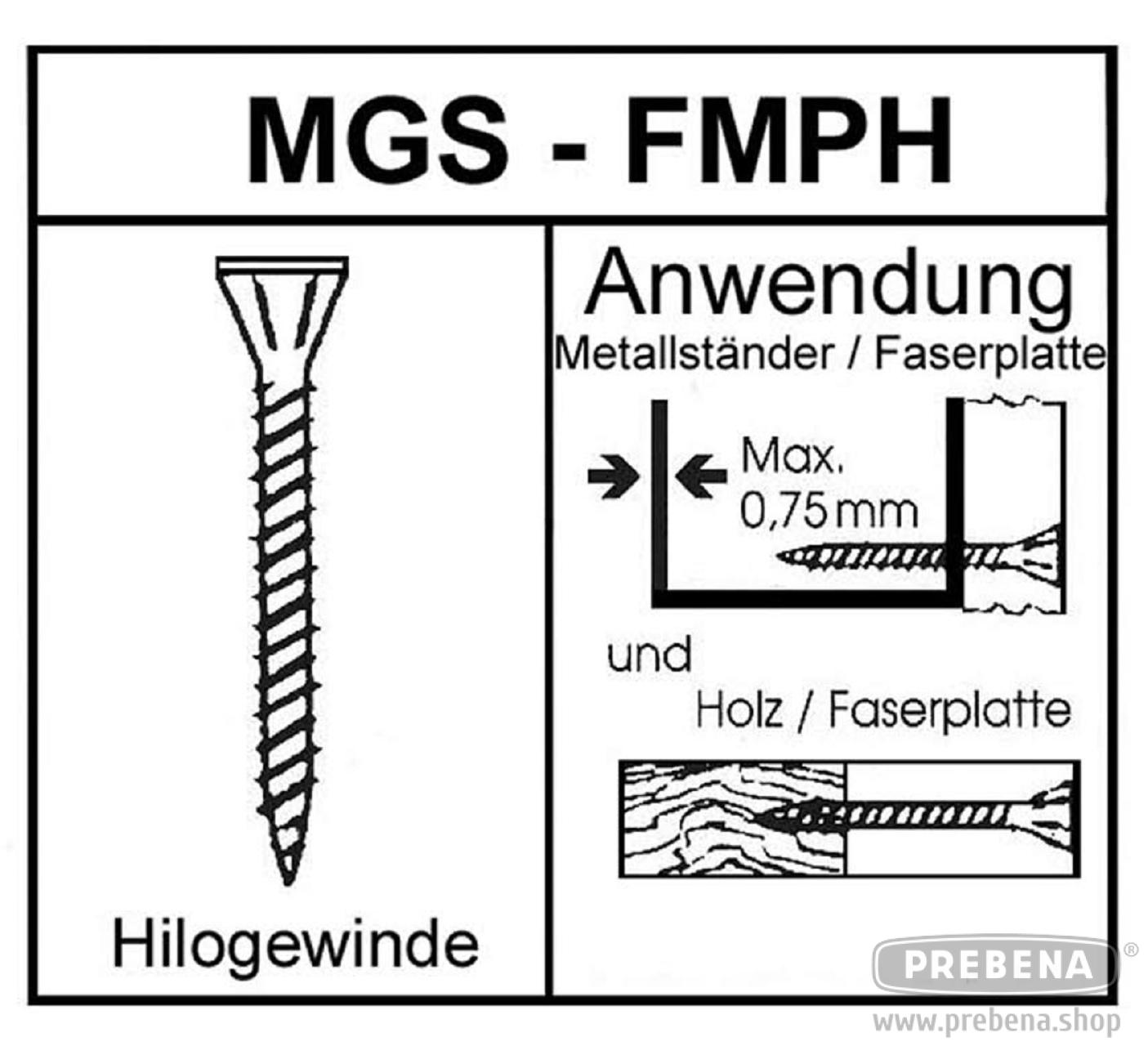 Prebena MGS4/45FMPH Magazinierte Faserplattenschrauben phosphatiert 45mm