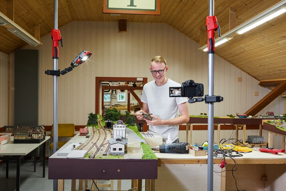 Bessey Multifunktions-/Laserhalterung STE-LH mit 1/4 Zoll Gewinde, werkzeuglose Montage