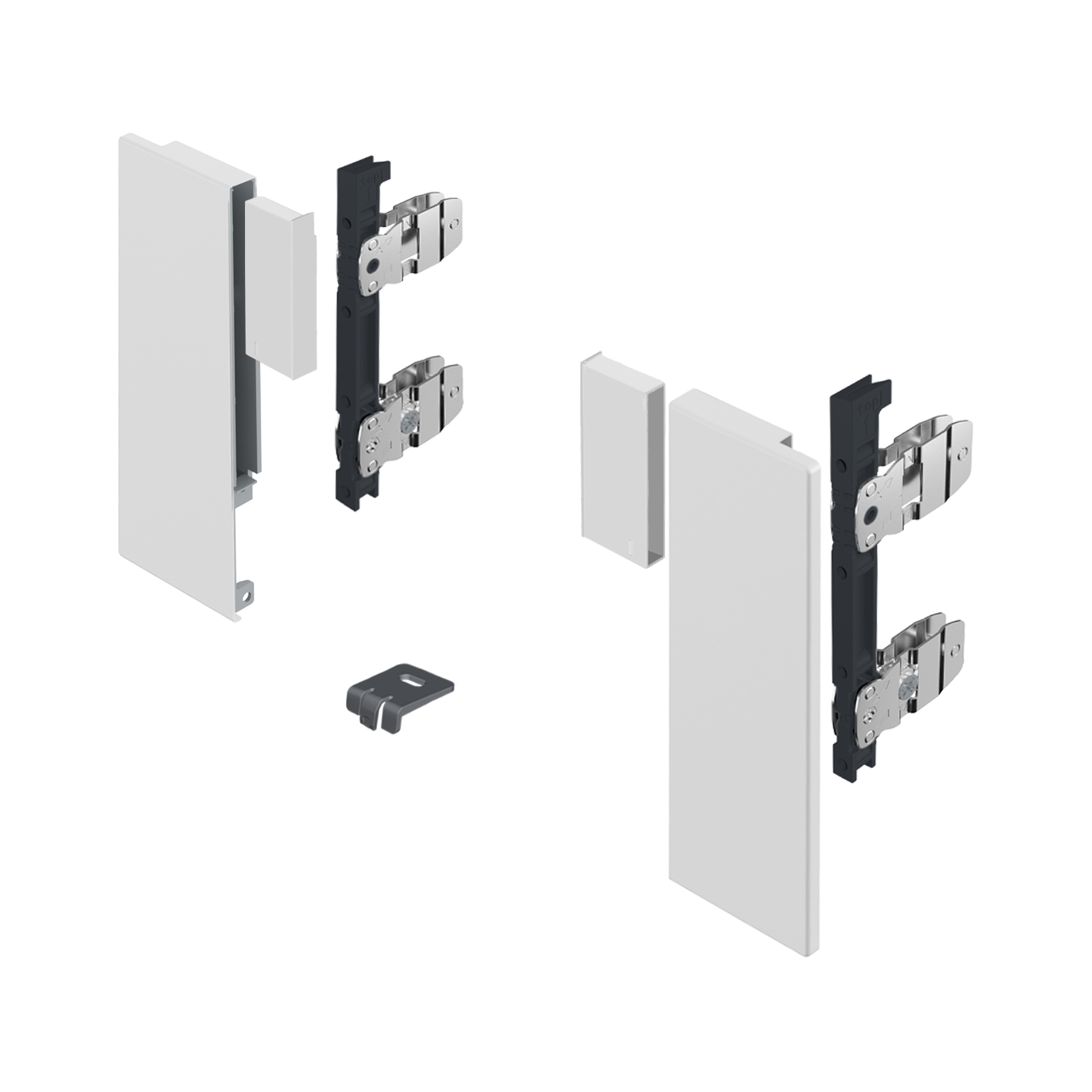 HETTICH AvanTech YOU Set Verbinder für gestaltbare Innenfront, Systemhöhe 187, weiß, Für Zarge mit Illumination