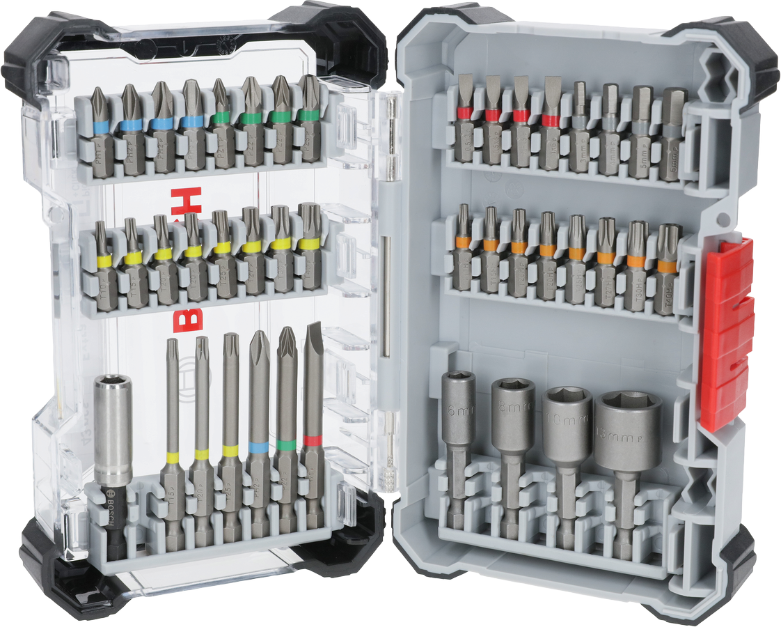 Extra Hard Set, 43 pcs, Bit-Set, Schrauberbits, Steckschlüssel, Werkzeugkoffer, Kunststoffkoffer