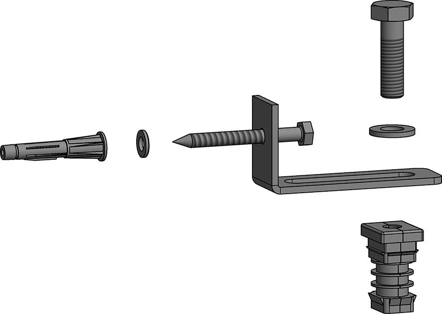 Dinzl Wandverankerungsset Wandabstand 8-58mm