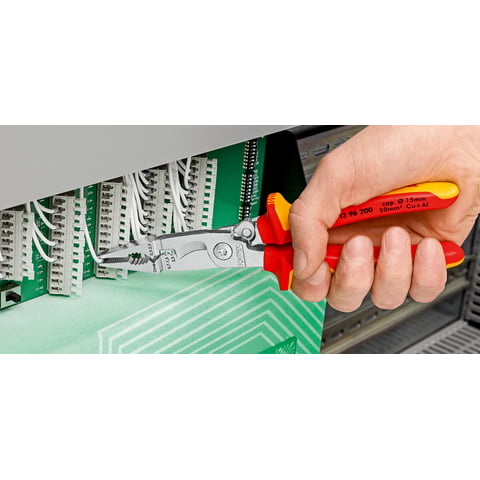 Knipex Elektro-Installationszange 13 96 200 T VDE isoliert mit Mehrkomponenten-Hüllen und Befestigungsöse