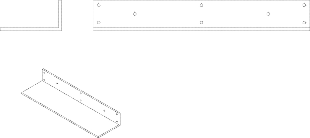 Strichzeichnung/Illustration RWA-Konsole, für Klapphebelantrieb, K 600, G, DL-R, Aluminium naturton eloxiert