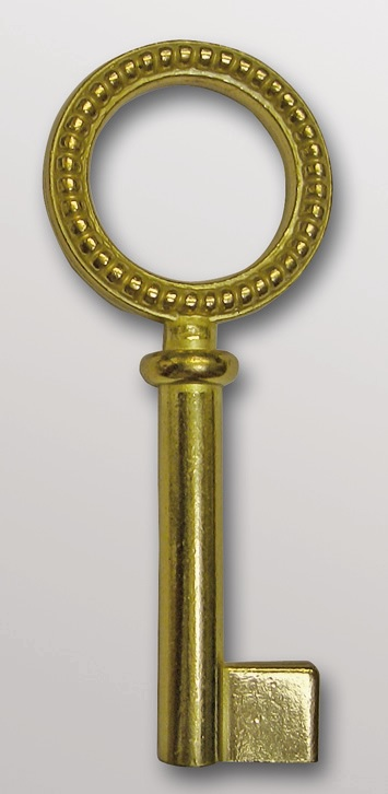 Möbel Zierschlüssel Messing poliert, Halmlänge 32 mm