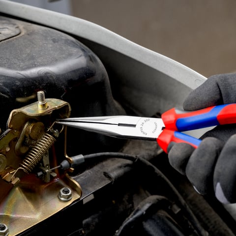 Knipex Flachrundzange mit Schneide (Storchschnabelzange) 200 mm schwarz atramentiert mit Comfort-Griffen