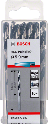 Bosch HSS PointTeQ 5.9mm twist drill bit set., HSS-Spiralbohrer, Metallbohrer, 5,9 mm, 10er-Set, Bosch