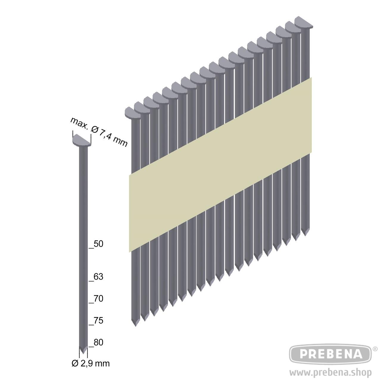 Prebena PR28/63NKRI Halbkopf-Streifennägel verzinkt Ringschaft 63mm