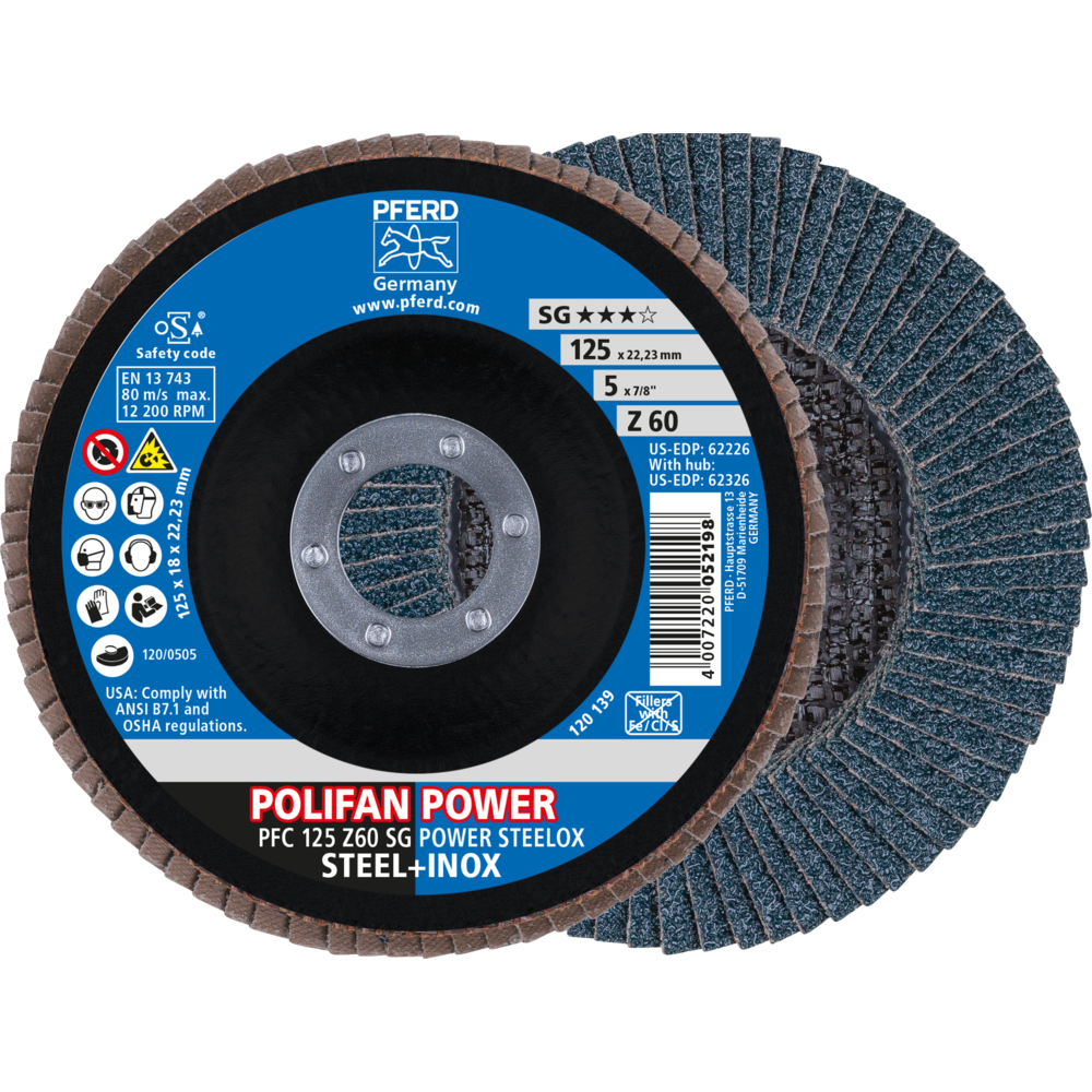 Pferd POLIFAN POWER Fächerscheibe PFC 125x22,23 mm konisch Z60 SG STEELOX