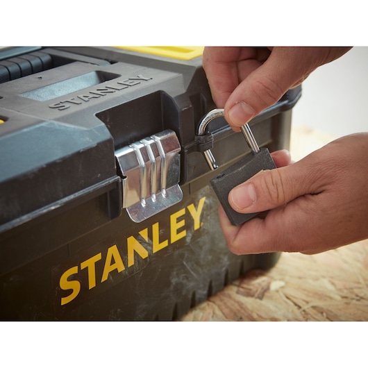 Stanley Essential-Box 16 Metall, Werkzeugkoffer, Vorhängeschloss, Schloss, Sicherheit, Beschläge