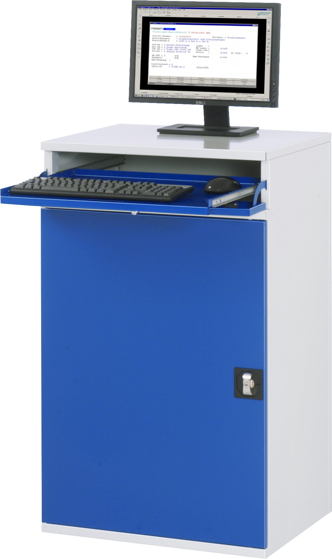 Rau Computer-Schrank Modell 60 stationär 650x520x1060mm lichtgrau/enzianblau Stahl