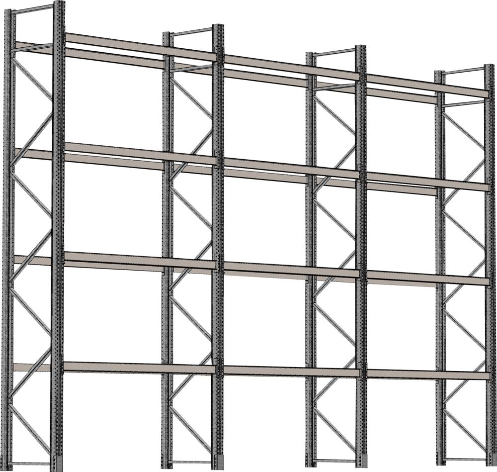 SCHULTE Lagertechnik Palettenregal verzinkt 3 Felder á 1825 mm H 6000xT 1100mm 24 Holme 2000 kg